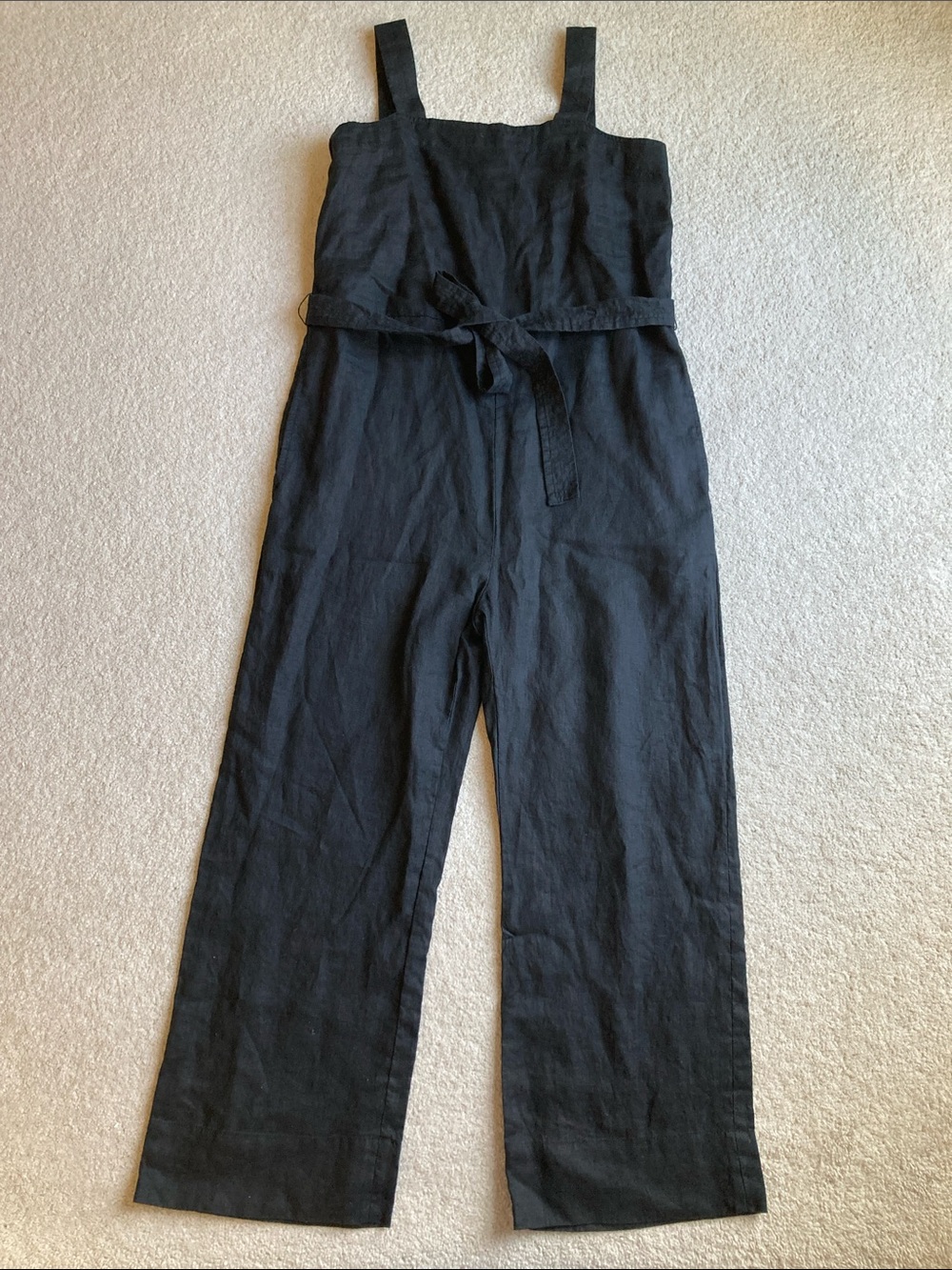 Quince 100% European linen square neck jumpsuit - like new